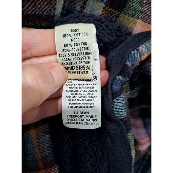 Vtg L.L.Bean XL Unisex Grunge Plaid Fleece-Lined Zip Hoodie Jacket Gorpcore - Picture 7 of 11